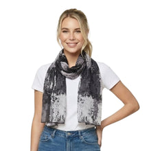 Load image into Gallery viewer, THSS2896: Black White: Abstract Brushstroke Scarf
