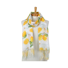 Load image into Gallery viewer, THSS2897: White: Amalfi Lemon Scarf
