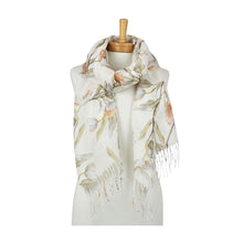 Load image into Gallery viewer, THSS2905: Ivory: Magnolia Blossoms Scarf
