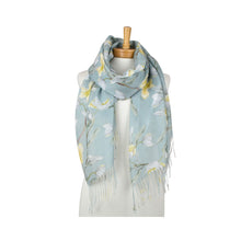 Load image into Gallery viewer, THSS2906: Teal Mint: Magnolia Blossoms Scarf
