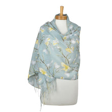 Load image into Gallery viewer, THSS2906: Teal Mint: Magnolia Blossoms Scarf
