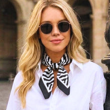 Load image into Gallery viewer, THSS2912: White: Zebra Print Square Scarf
