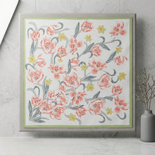 Load image into Gallery viewer, THSS2916: Mint: Tulips Daffodils Square Scarf
