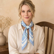 Load image into Gallery viewer, THSS2918: French Blue: Geometric Square Scarf
