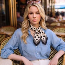 Load image into Gallery viewer, THSS2925: White: Medium Polka Dot Square Scarf
