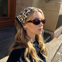Load image into Gallery viewer, THSS2933: Ivory: Leopard Square Scarf
