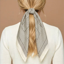 Load image into Gallery viewer, THSS2936: Platinum: Noir Stripes Square Scarf
