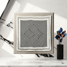 Load image into Gallery viewer, THSS2937: Black: Geometric Polka Geo Square Scarf
