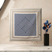 Load image into Gallery viewer, THSS2938: Navy: Geometric Polka Geo Square Scarf
