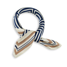 Load image into Gallery viewer, THSS2938: Navy: Geometric Polka Geo Square Scarf
