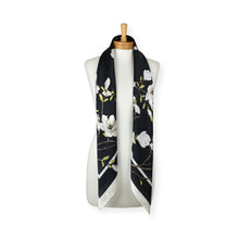 Load image into Gallery viewer, THSS2940: Black: Magnolia Floral Square Scarf
