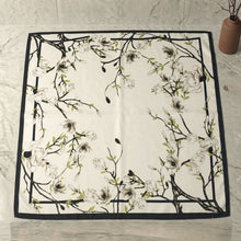 Load image into Gallery viewer, THSS2941: White: Magnolia Floral Square Scarf

