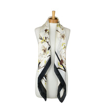 Load image into Gallery viewer, THSS2941: White: Magnolia Floral Square Scarf
