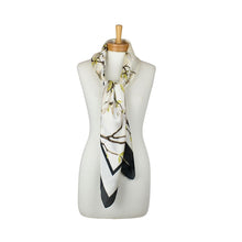Load image into Gallery viewer, THSS2941: White: Magnolia Floral Square Scarf
