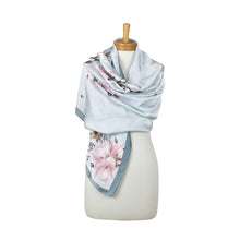 Load image into Gallery viewer, THSS2949: Cloud Blue: Magnolia Blossom Scarf

