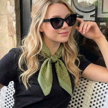 Load image into Gallery viewer, THSS2955: Green: Multicolour Dotted Square Scarf

