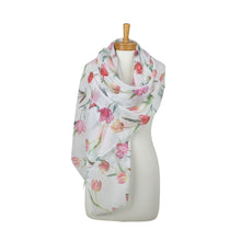 Load image into Gallery viewer, THSS2958: White: Tulip Garden Scarf
