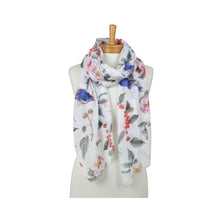 Load image into Gallery viewer, THSS2968: White: Flower Bird Garden Scarf
