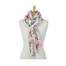 Load image into Gallery viewer, THSS2970: White: Botanical Flowers Scarf
