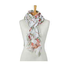 Load image into Gallery viewer, THSS2971: White: Humming Birds Eucalyptus Scarf

