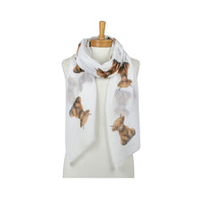 Load image into Gallery viewer, THSS2974: White: Highland Cow Scarf
