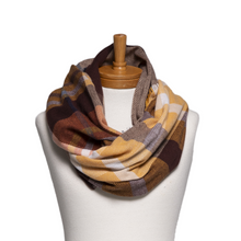 Load image into Gallery viewer, THSSN1154: Brown: Plaid Infinity Scarf
