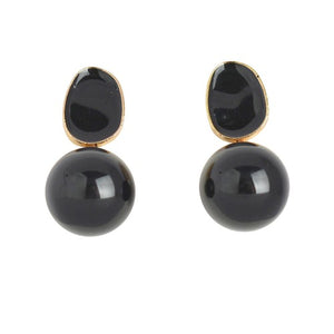 THSE1068: Black: Pretty Pearl Earrings